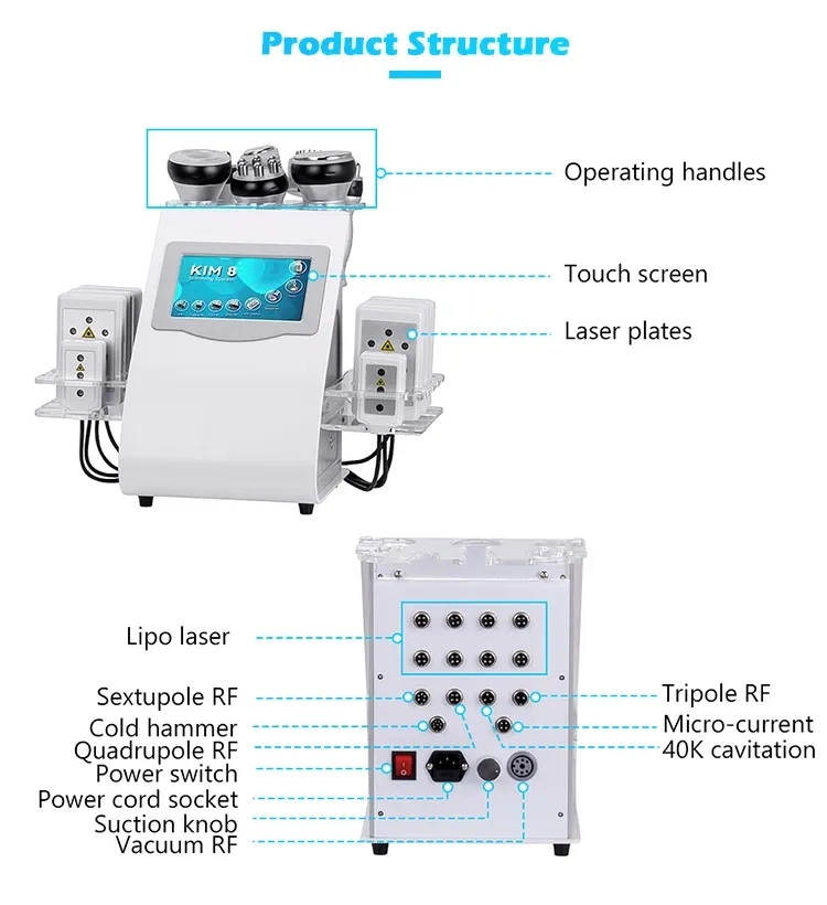 Lipo الليزر RF Cavitation آلة وضع سليمينغ المعدات الطبية