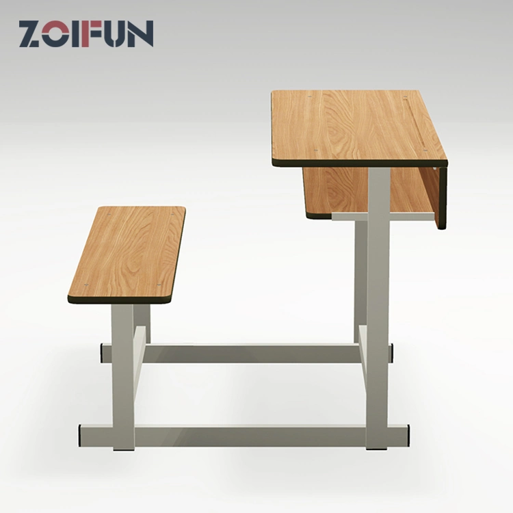 Customized Design Preschool Music Classroom Kids Wooden Furniture; Double School Desk Chair Table Sets