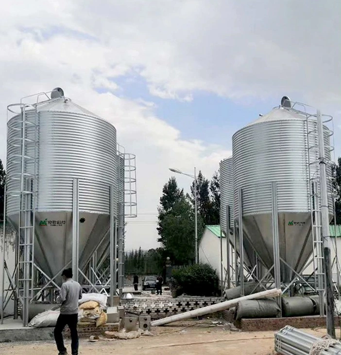 Poultry Feeding Equipment Galvanized Steel Silo Feed Storage Bins