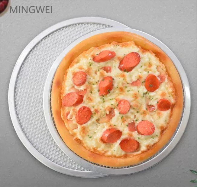 Fabricantes Mingwei Atacado Round Aluminium Pizza Net Commercial Pizza Net Ferramentas de cozedura da rede Início da cozedura