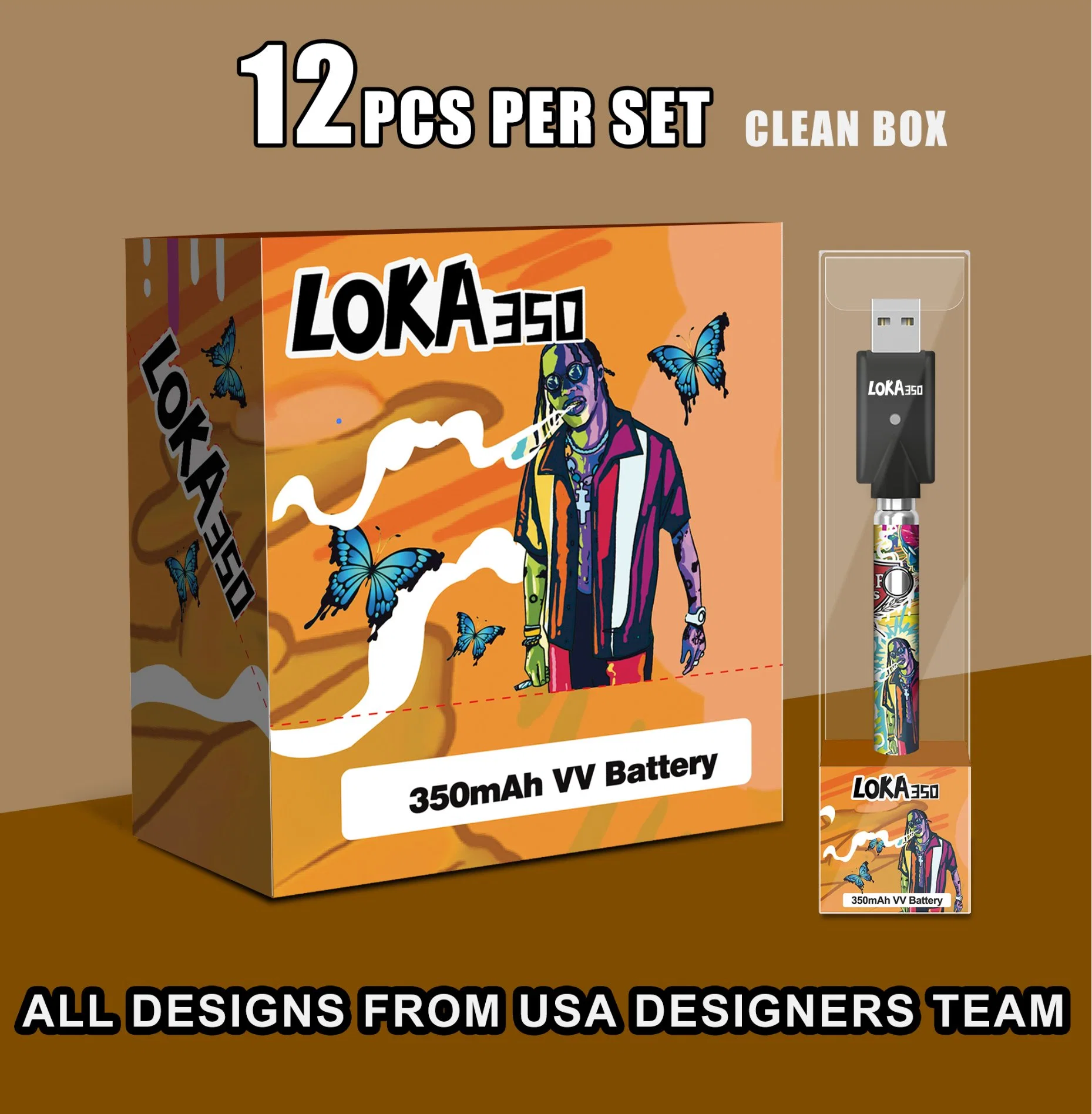 Großhandel/Lieferant Vape USA Design Original auf Lager Loka 350mAh Twist Slim-Akku