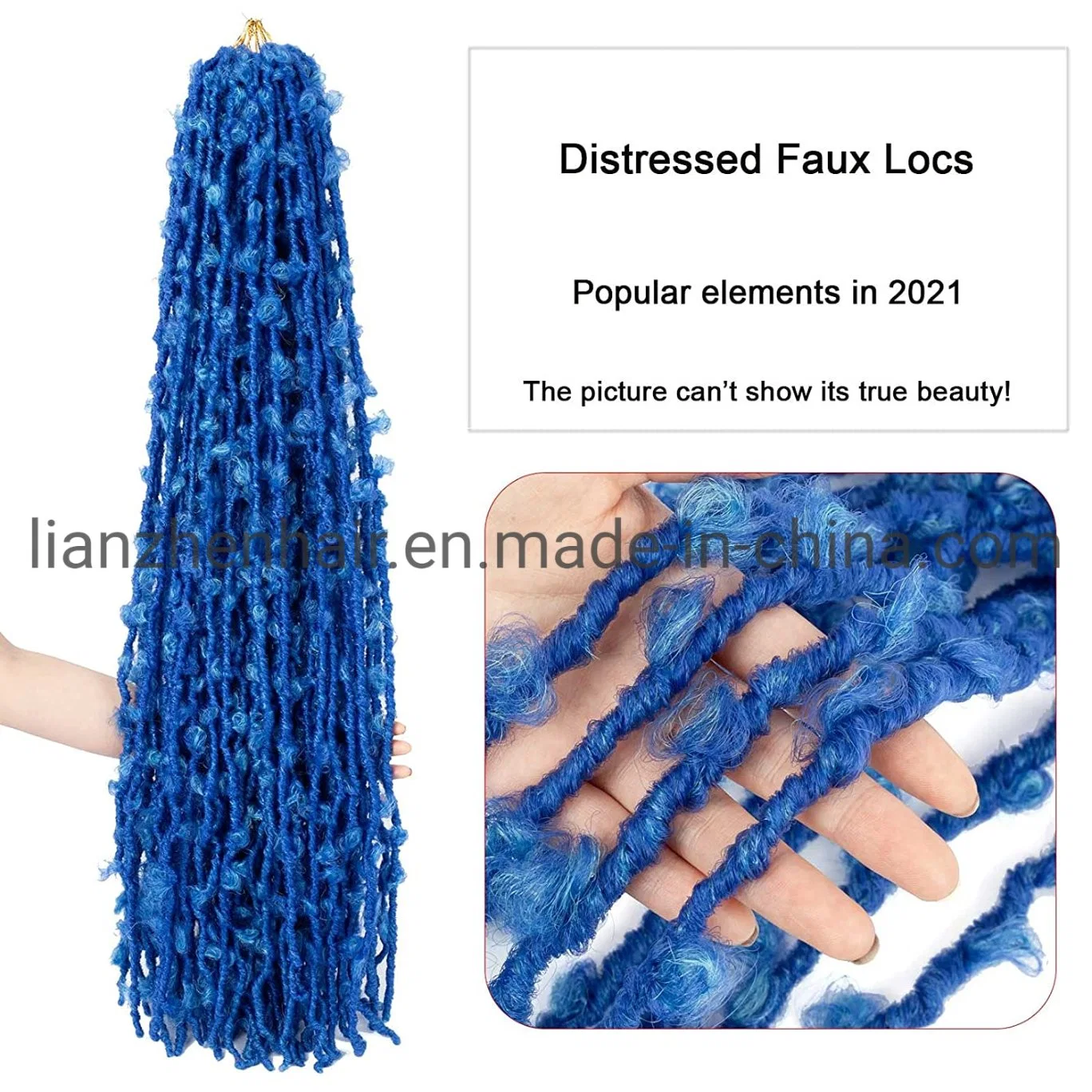 Butterfly Locs Synthetic Crochet Hair 36 Inch Pre Looped Blue Crochet Butterfly Locs Hair