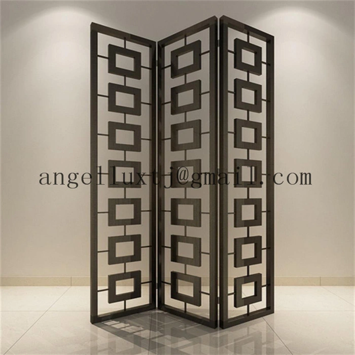 Chinese Style 3 Panel Room Divider Stainless Steel Folding Screen From Original Factory