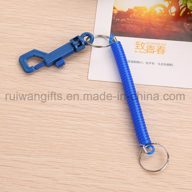 3 Colors Plastic Spring Cord Keychain, PU Elastic Keychains with P Hook