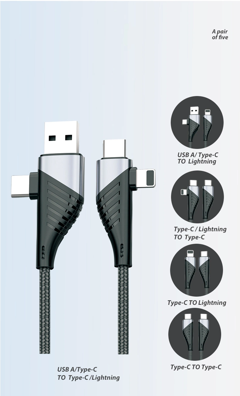 Fully Compatible 4-in-1 Multi-Function New 5A Charging Cable