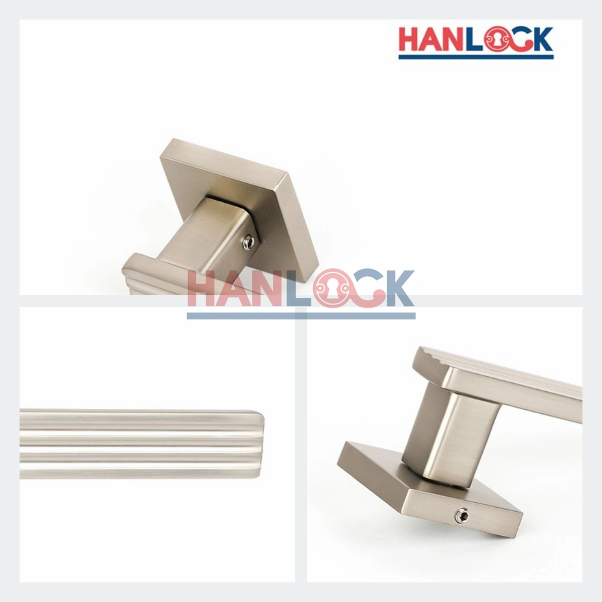 Mirror-Polished Silver Modern House Hardware Zinc Alloy Door Handle Lever