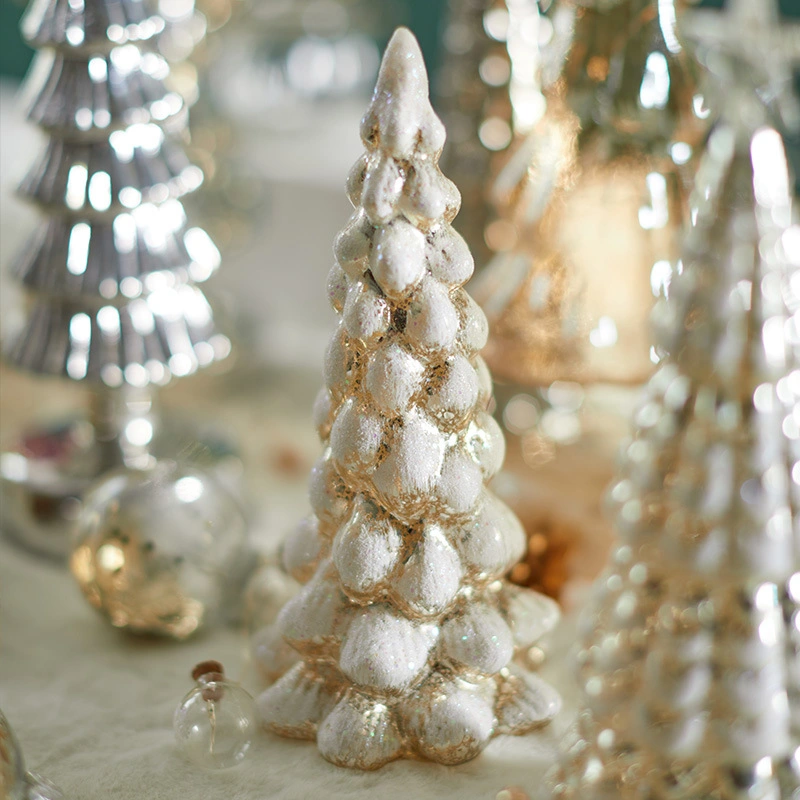 Glass Christmas Tree Decoration Luxury Ornaments Shiny Lighting Christmas Decor