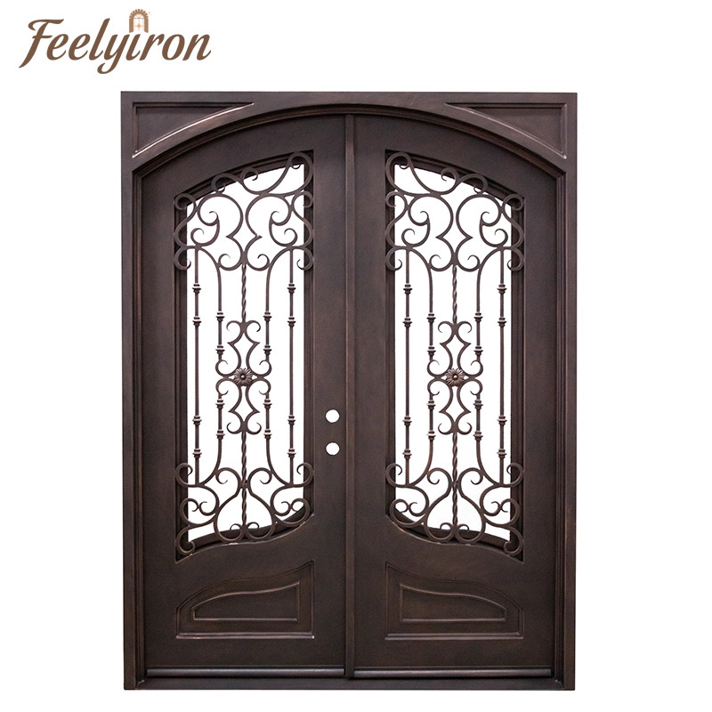 Metal Steel Main Entrance Thermal Break Windows Wrought Iron Double Doors