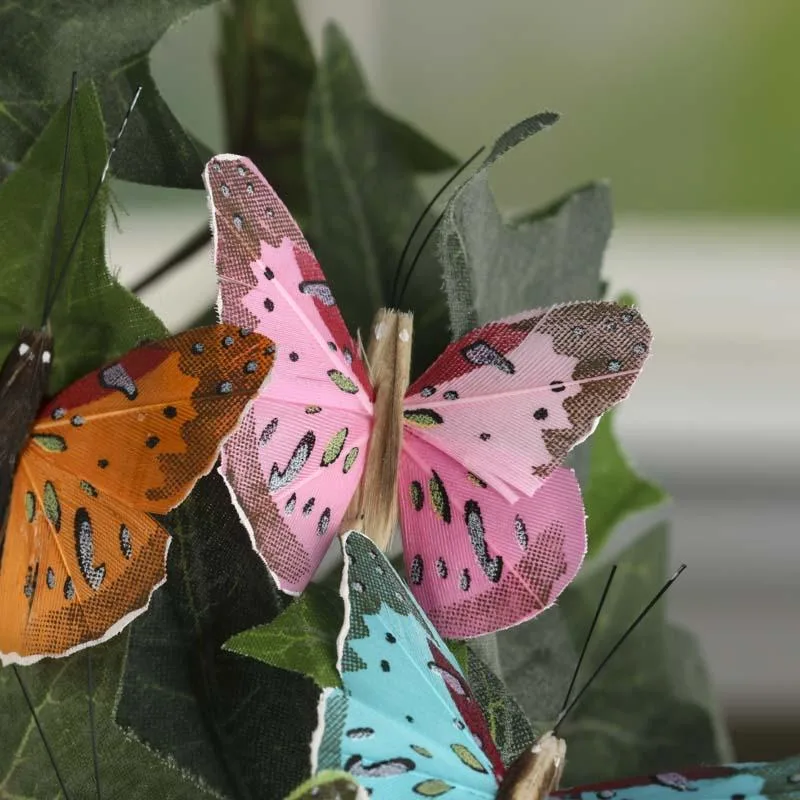 Una mezcla de 12 piezas 3D Pink Butterfly pegatinas de pared decoración decoración de arte