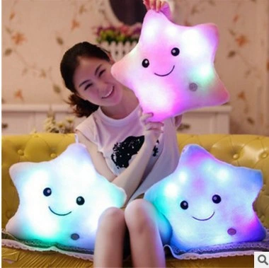 Drop Shopping Custom Kawaii Twinkle Stuffed Plush Toys Luminous Night Light Plush LED Star Shape Glowing Pillow