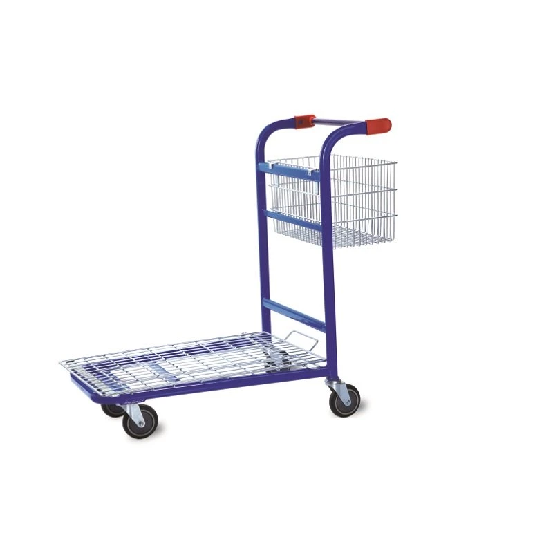 Высококачественный супермаркет с пластиковым покрытием склад Flat Trolley оптовая торговля