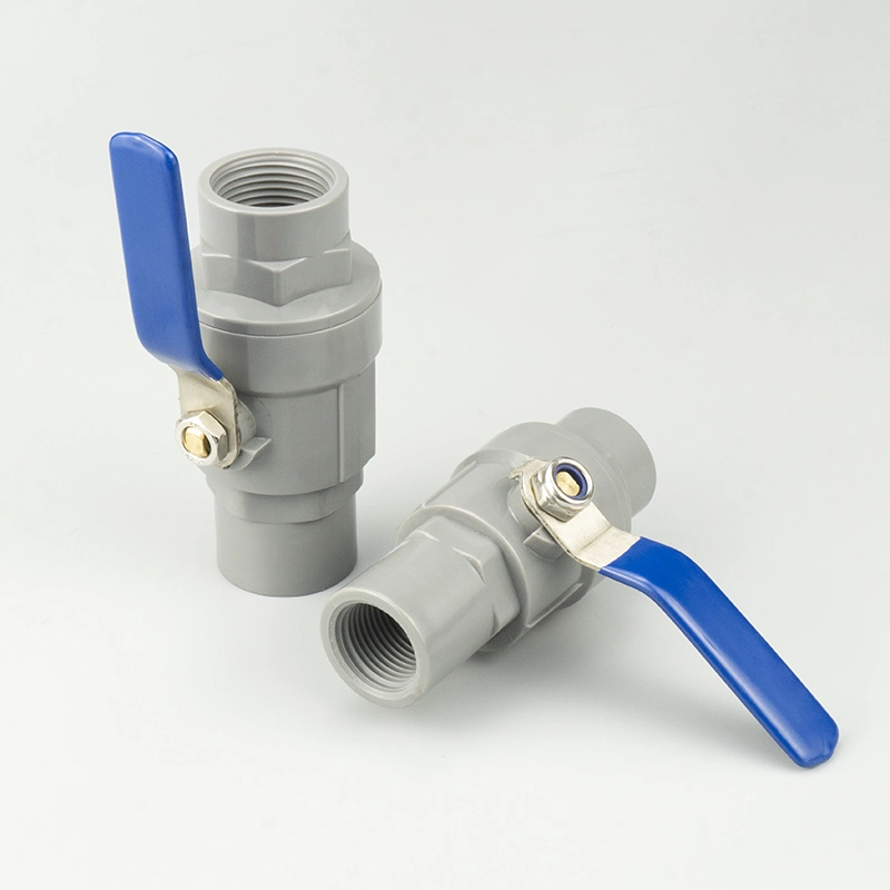 Pntek 3 Way Grey Body Stainless Steel PVC Ball Valve