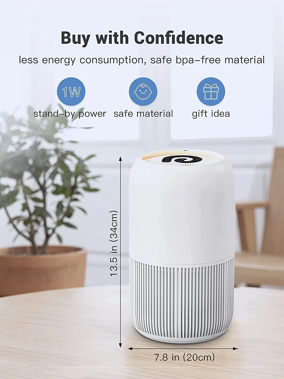 Home Use Air Cleaner silencioso HEPA Purificador de aire para el hogar con Interruptor de pantalla táctil