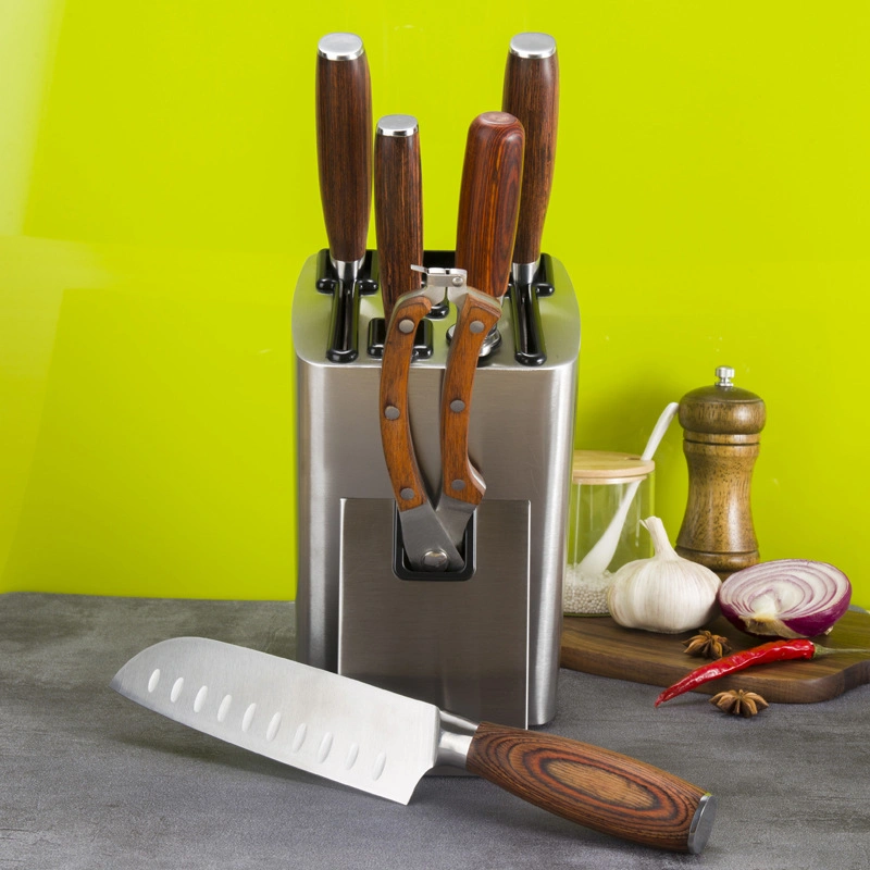 مجموعة أدوات المطبخ من الفولاذ المقاوم للصدأ الحاد الحقيقي سكين الشيف Knife 7PCC/SET