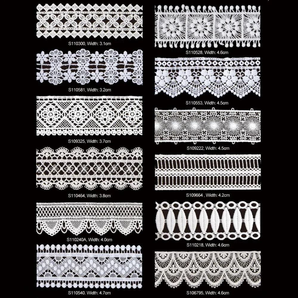 Custom Design 1inch Wide Embroidery Polyester Guipure Lace Ribbon Trim