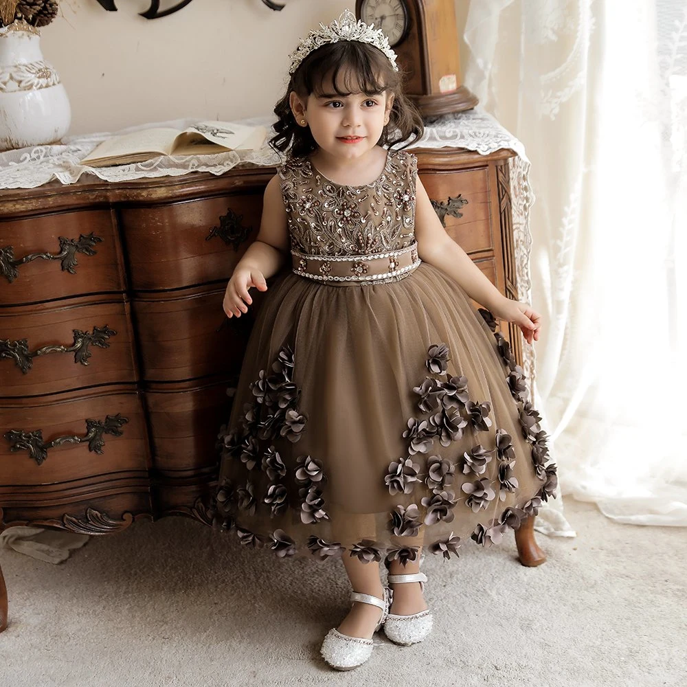البيع بالجملة في الصين للأطفال بأسلوب غربي ملابس الأطفال فستان طفلة زفاف فتاة زهرة
