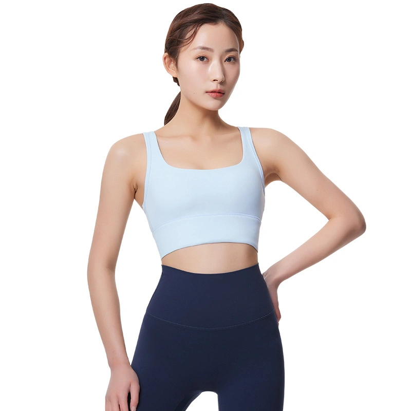 Spring New Yoga Brassière sans manches fronces sous-vêtements de sport réglables pour Femme Vêtements de fitness Nude large