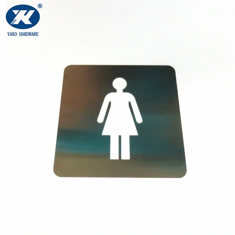 Hotel Mall Toilet Wc Bathroom Door Sign Hollow Stainless Steel Plaques Plate with Adhesive Sticker