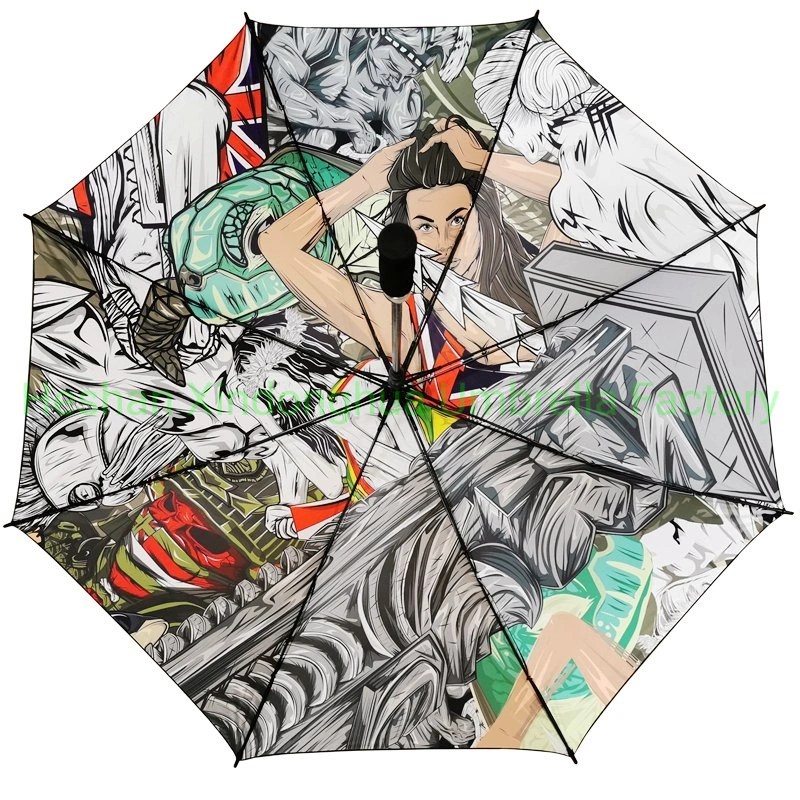 60 Inch Full Printing Strong Windproof Gentlemen Golf Umbrella with Black UV Coating Fabric (GOL-0030FA)