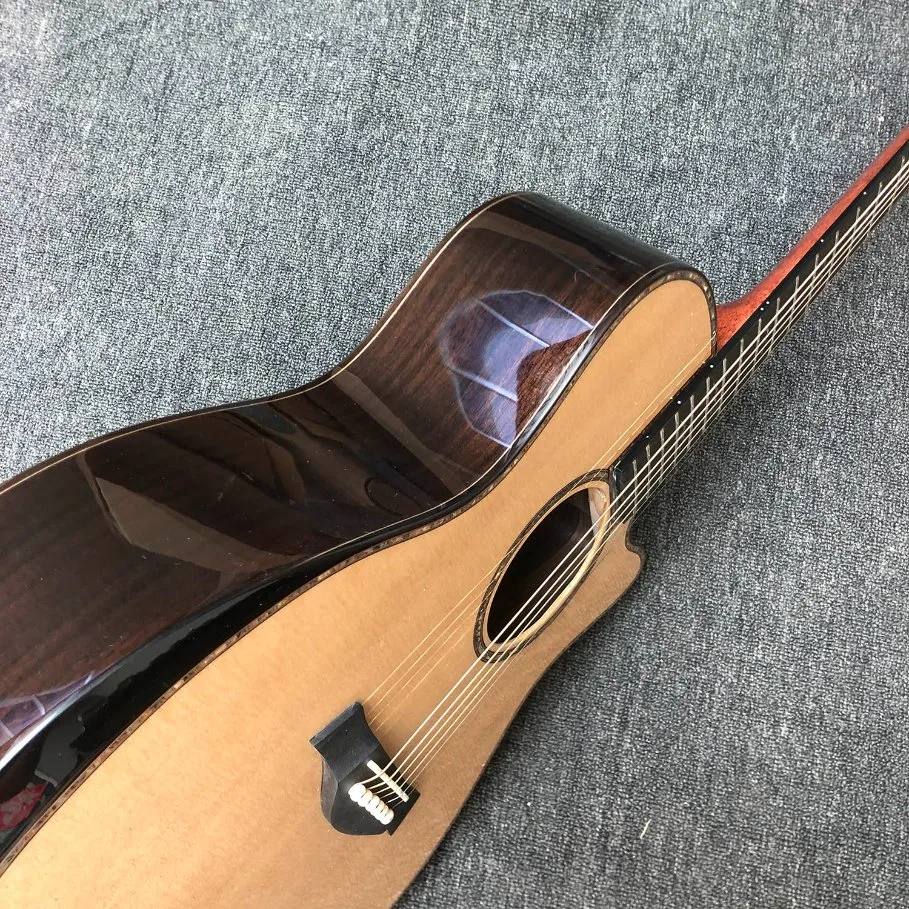 Custom Solid Spuce Top Acoustic Guitar Cutway Body 40 بوصة القيثار الفلكلورية الكلاسيكية