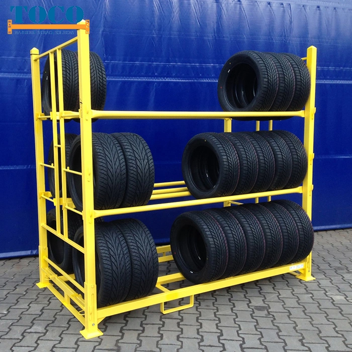 China Company Custom Built Carpet Roll Collapsible Stackable Pallet Rack with Wood Deck