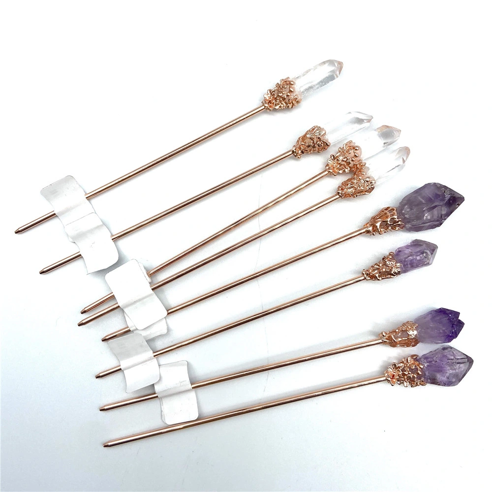 Wholesale/Supplier Good Price Natural Clear Quartz Crystal Crafts Hairpin