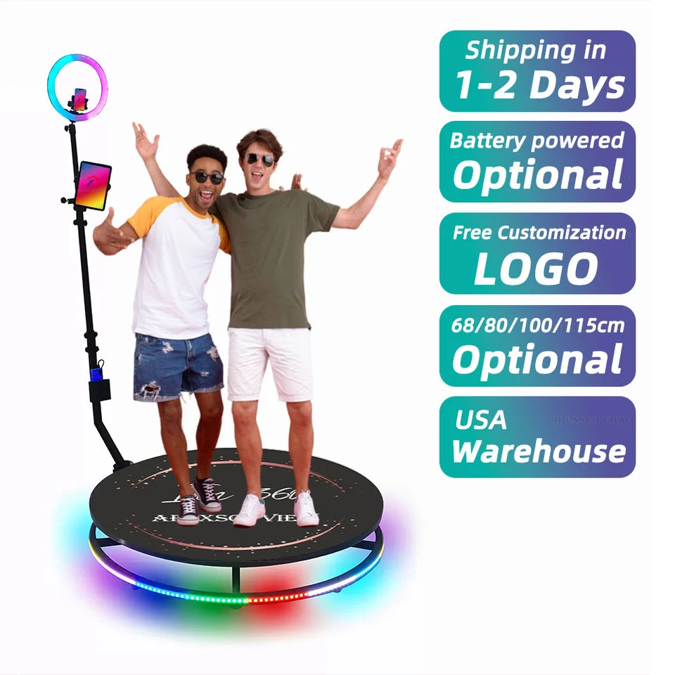 360 Photo Booth 360 Photo Booth Ring Racket 360 Degree Rotation Photographing Platform Photography Table Cross-Border Goods