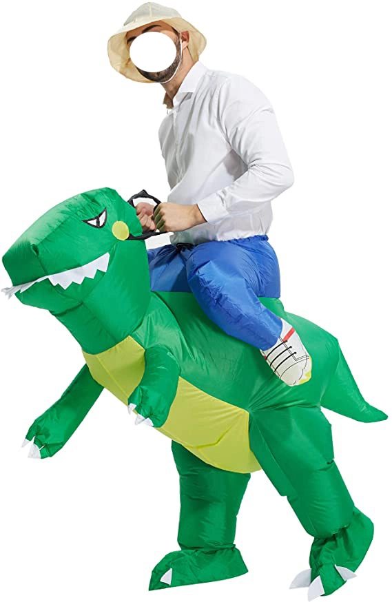 Aufblasbares Dinosaurier Kostüm für Erwachsene, T-Rex Kostüm, Halloween Blow Up Kostüm