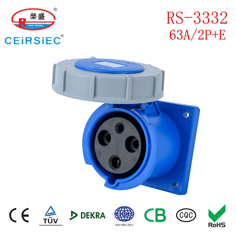 Conector industrial estanco CEE estándar 63A 3pin IP67 monofásico Conector hembra móvil