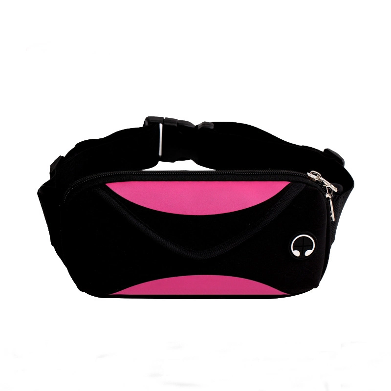 Neopreno impermeable Senderismo Ciclismo girando el Hip Hop de la correa de corredores de bolsa de cintura deporte orificio auricular Material conducción Fanny Pack