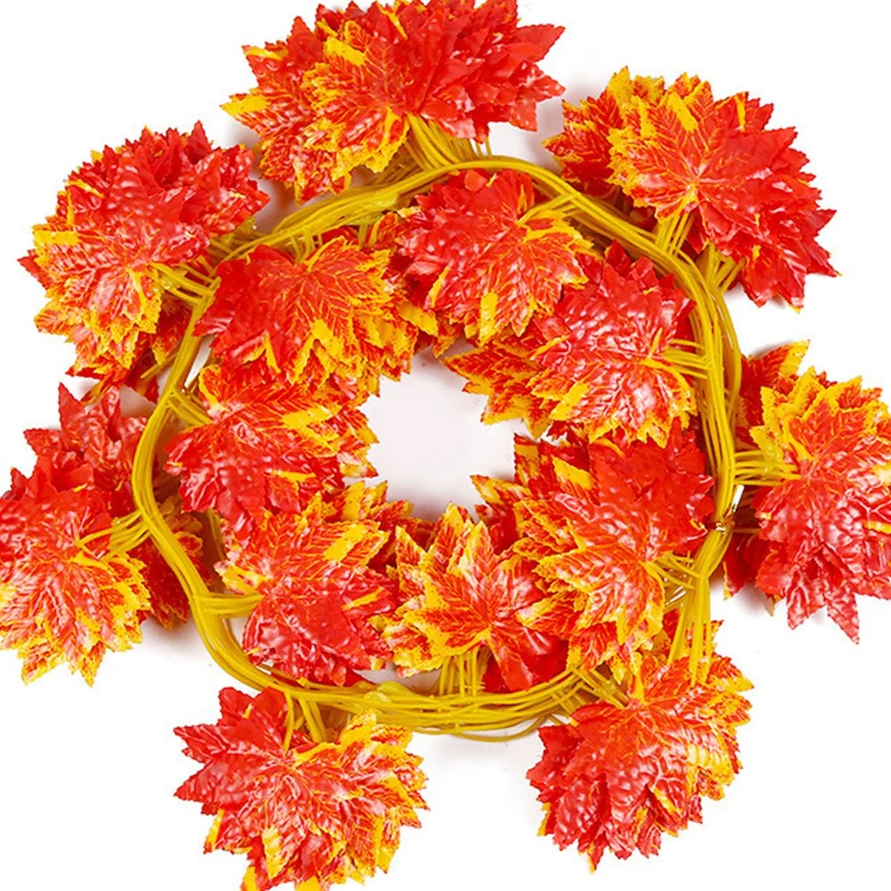 Inunion Artificial Autumn Style Garland Maple Leaf Vine for Halloween Decoration