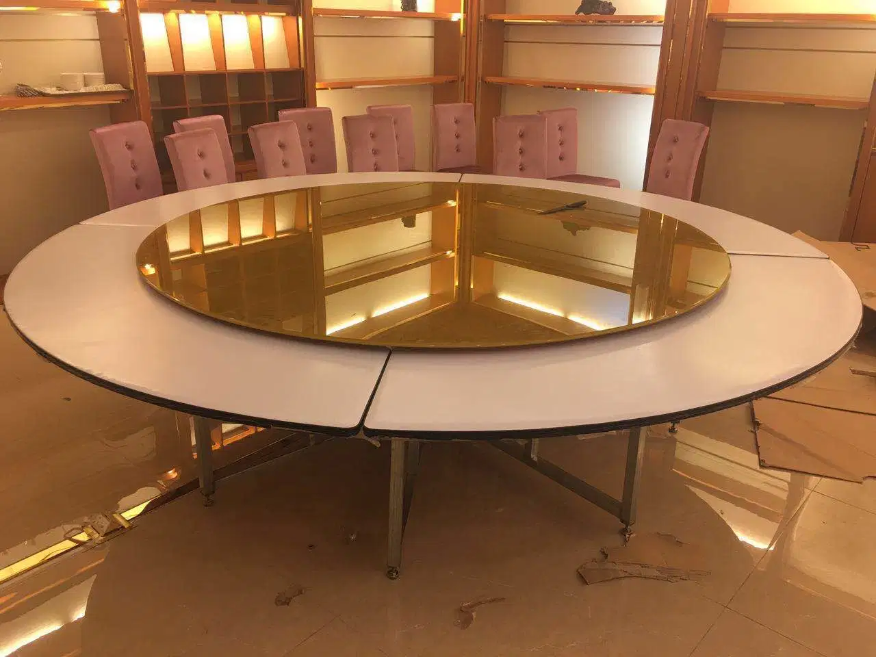 Factory Directly Sell Plywood PVC Hotel Dining Folding Table