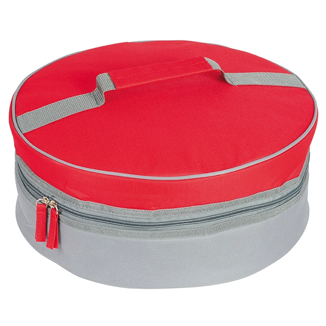 Pizza Round Insulated Cooler Bag Handle Carrying Zippered Pocket Foil Inside Thermal Reusable Food Delivery Bag by OEM Logo