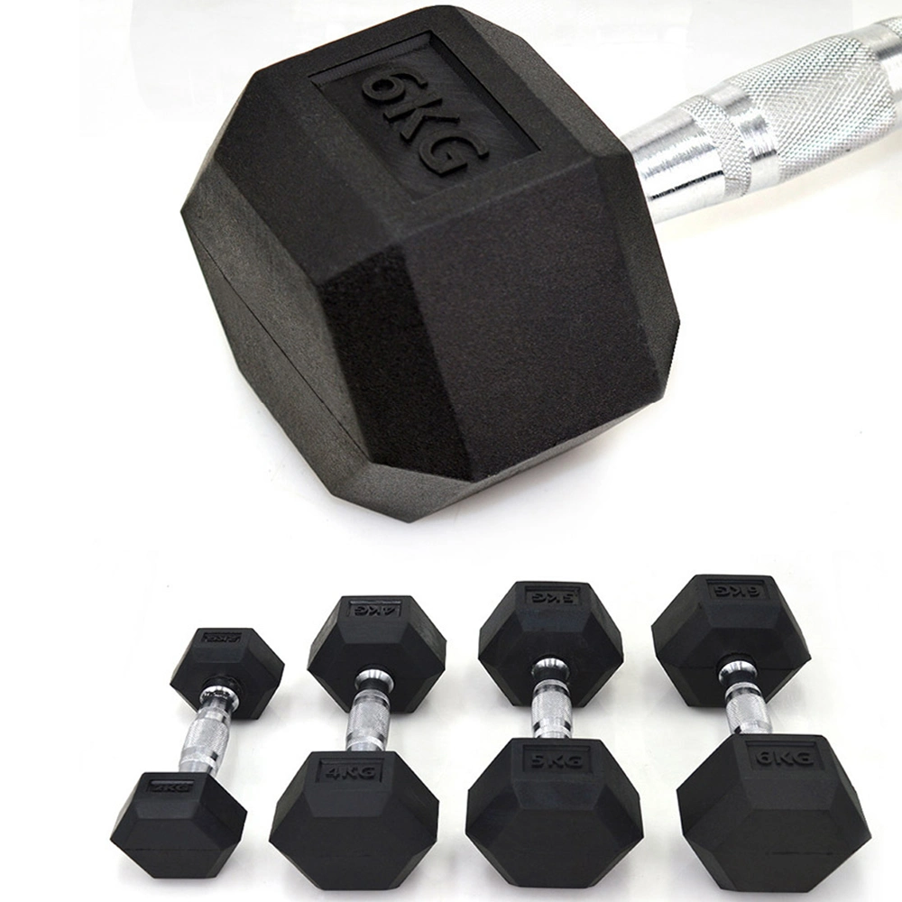 Set of Hex Rubber Coated Home Equipment Hexagon Dumbbell