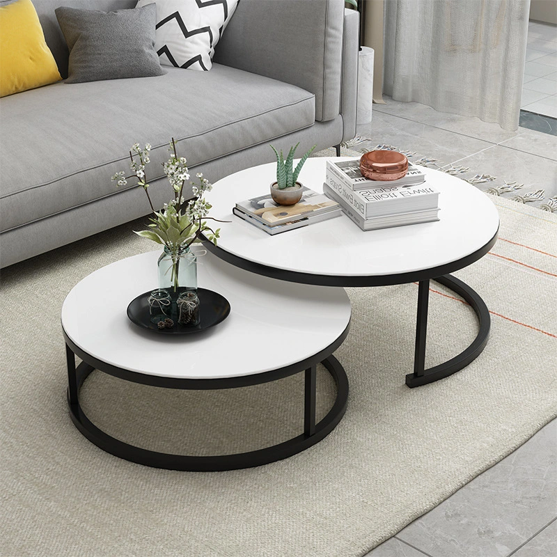 Round Modern Table Wooden Design Living Room Furniture Plywood Coffee Table Set