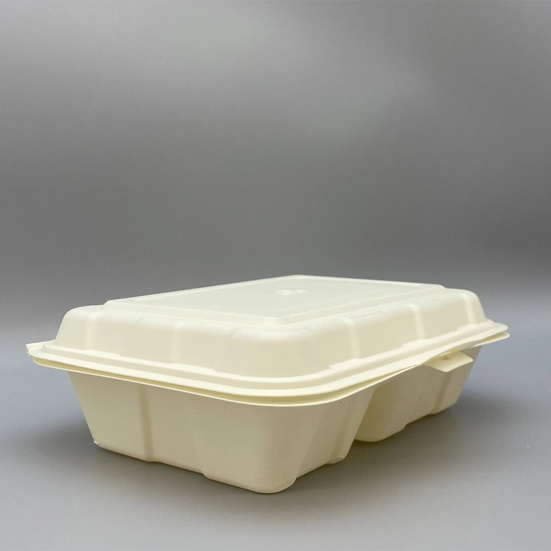 Party Supplies 1000ml 2-Compartments Lunch Box Cornstarch Food Box Takeaway Food Container