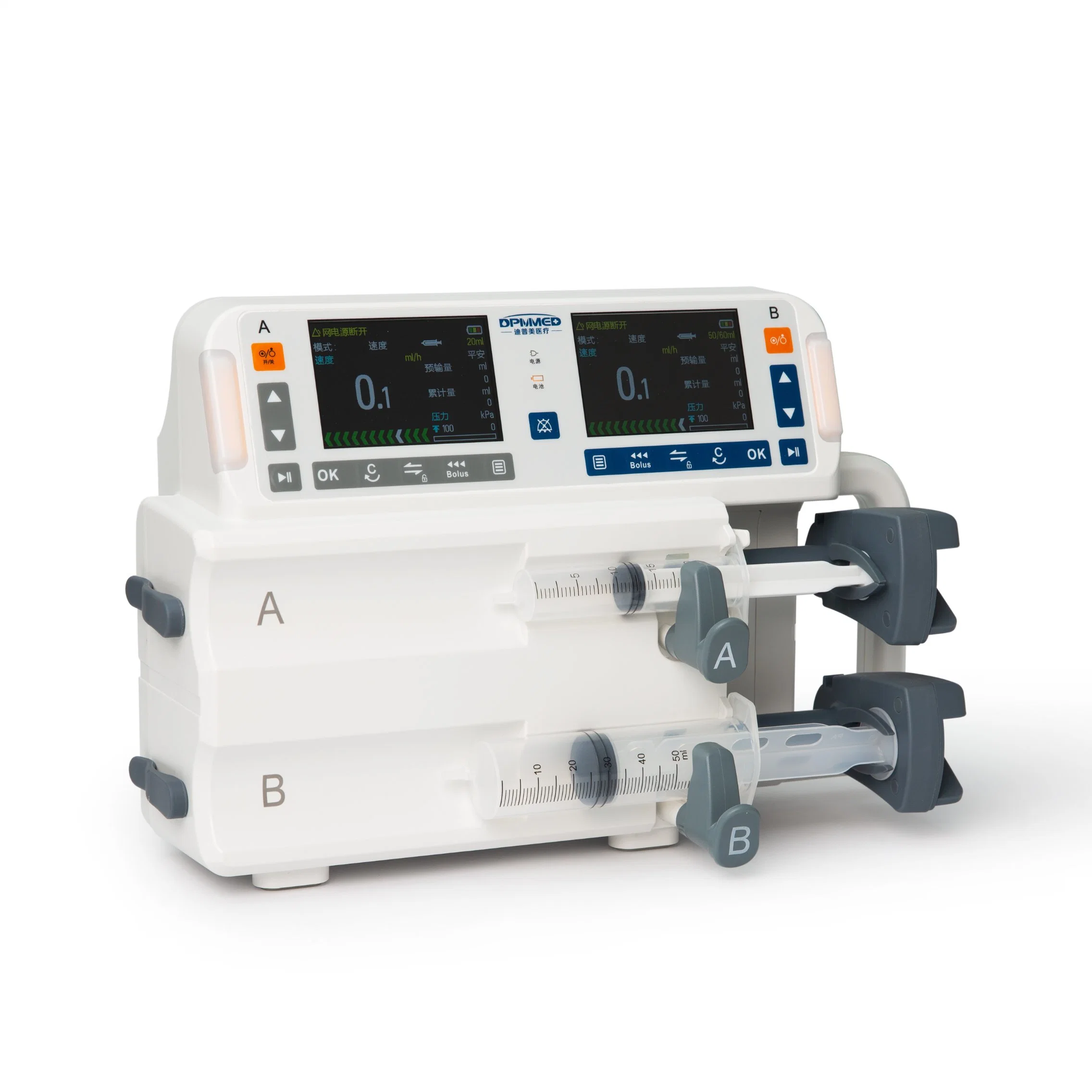 Double Channel Infusion Pump Medical Class II Auto & Manual Bolus Syringe Pump