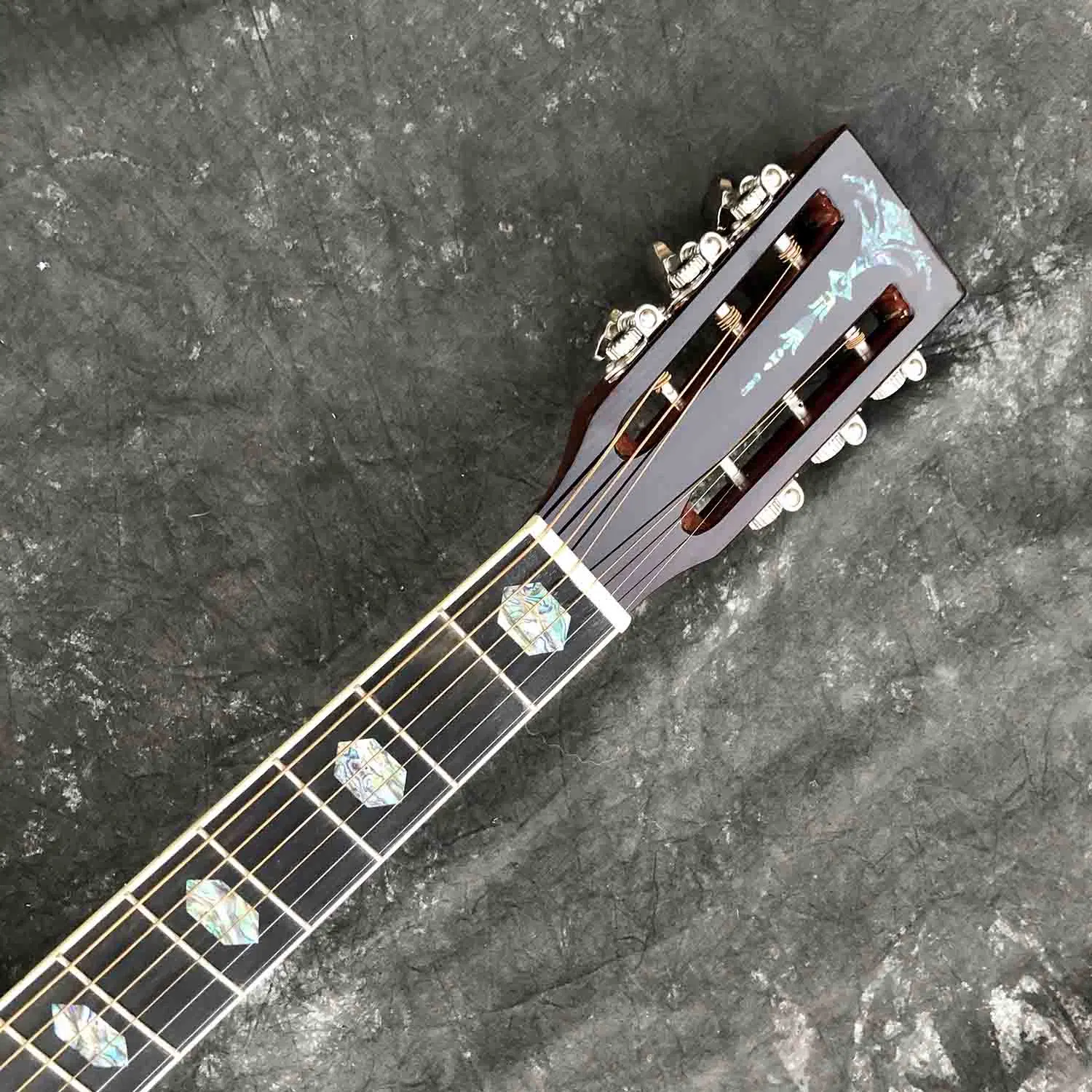 Custom Folk Acoustic Guitar Classic Slotted Headstock Abalone Binding Inlay