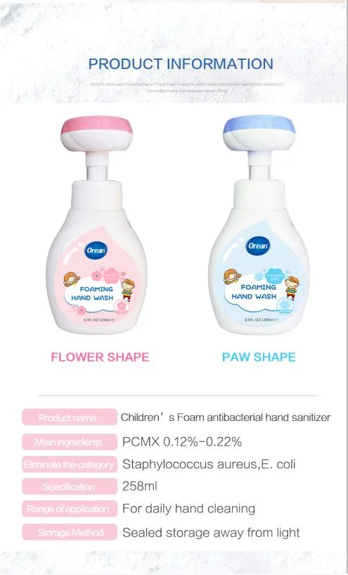 Hot Sale Foam Antibacterial Hand Wash Liquid Soap with Pump Cat and Flower Shape