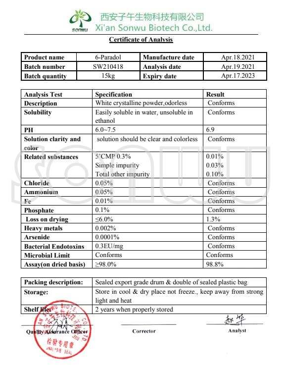 Sonwu Supply Purity 6-Paradol Powder 6-Paradol