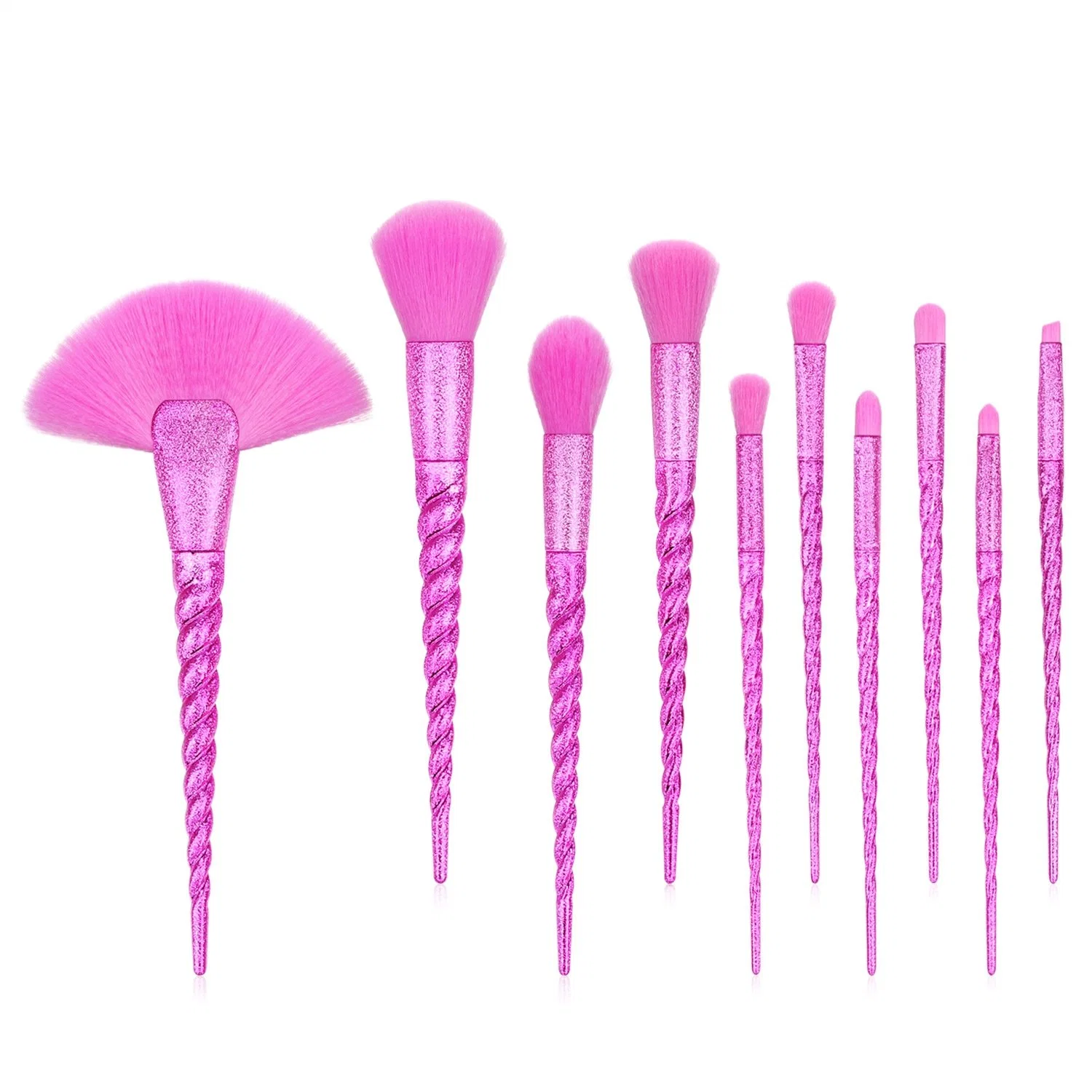 Fancy Color 10PCS Makeup Brush Set Shinny Handle Cosmetic Brushes