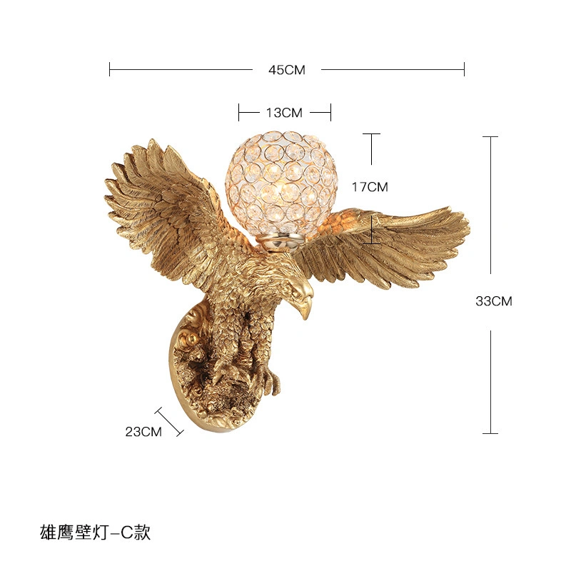 Style nordique Creative Eagle Wall Lamp Livingroom arrière-plan Décoration d'animal