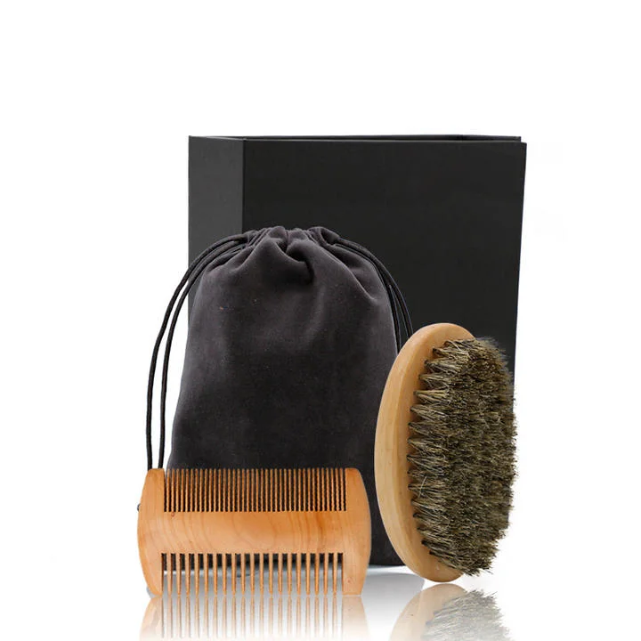 Hot Sale Men barbe de soins de couteau rasoir Peigne à cheveux en bois Bristle Brush Tondeuse barbe Set tondeuse multistyles de pliage définie pour les hommes de soins de barbe