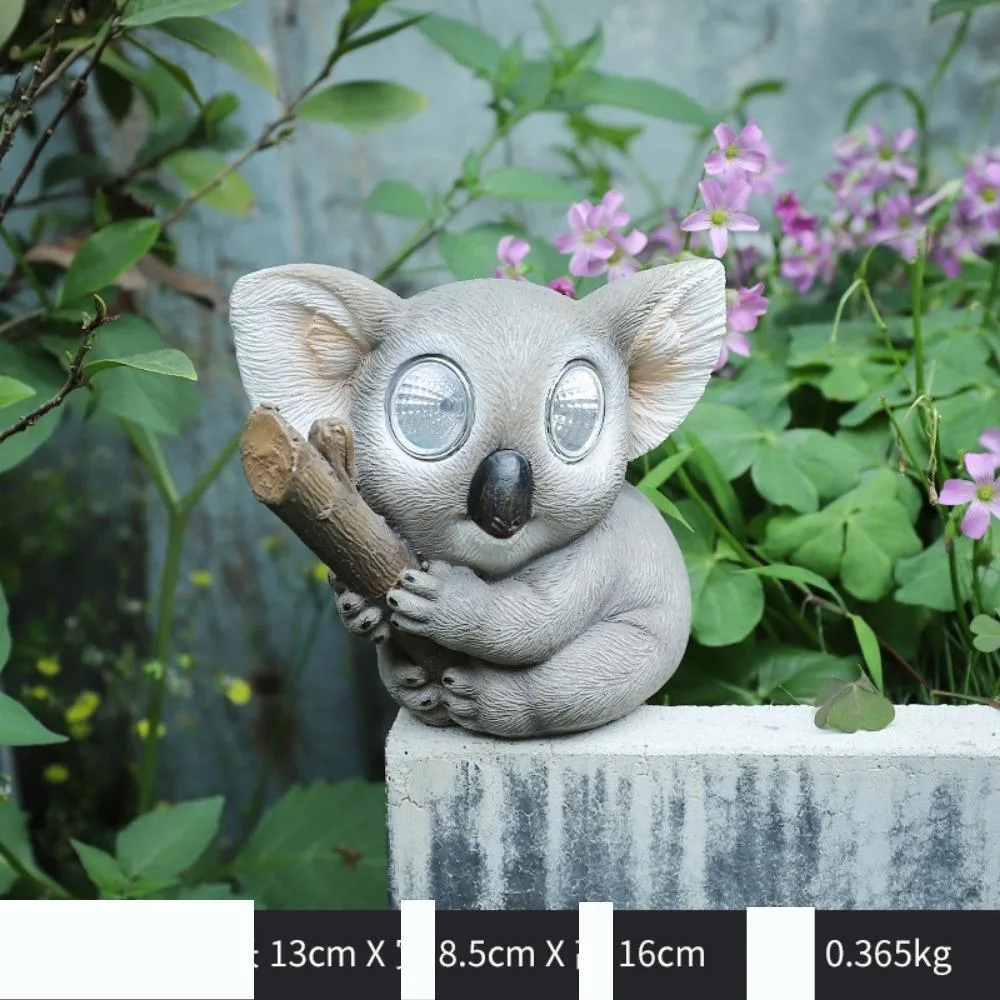 Garden Koala Estátua olhos Glow impermeável estátuas de resina animal com Energia solar wyz20046