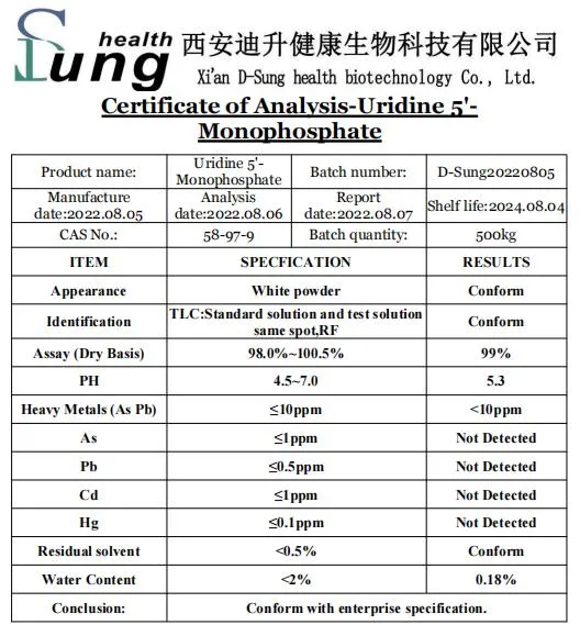 Здоровье питание CAS 58-97-9 Пуг порошок Disodium Uridine-5 -Monophosphate чистоты Uridine 5'-Monophosphate