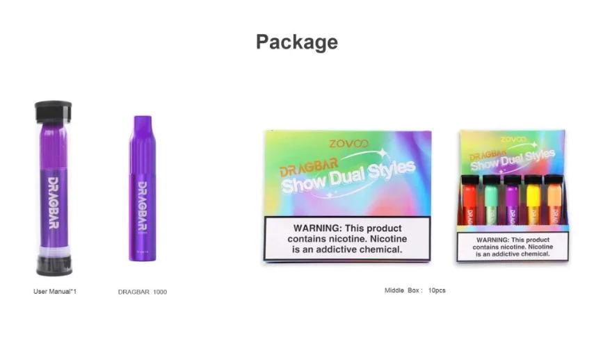 Wholesale/Supplier Disposable/Chargeable Vape Electronic Cigarette 1000 Puffs Dragbar with 3.5ml E-Liquid 500 mAh battery