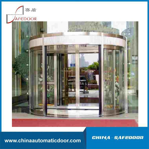 Automatic Revolving Door, with Dorma Sliding Door Wing, Aluminum Frame Stainless Steel Cladding