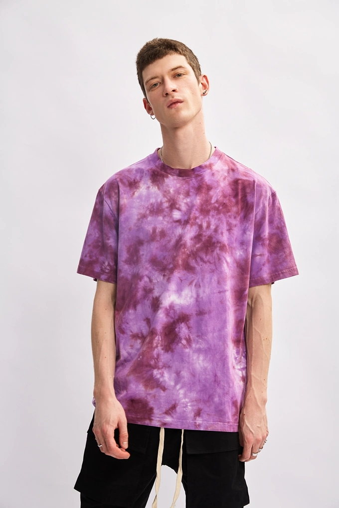 Fábrica al por mayor ropa personalizada Manga corta Tie Dye Colorful algodón Camiseta Oversize Tie Dye para hombre 2022