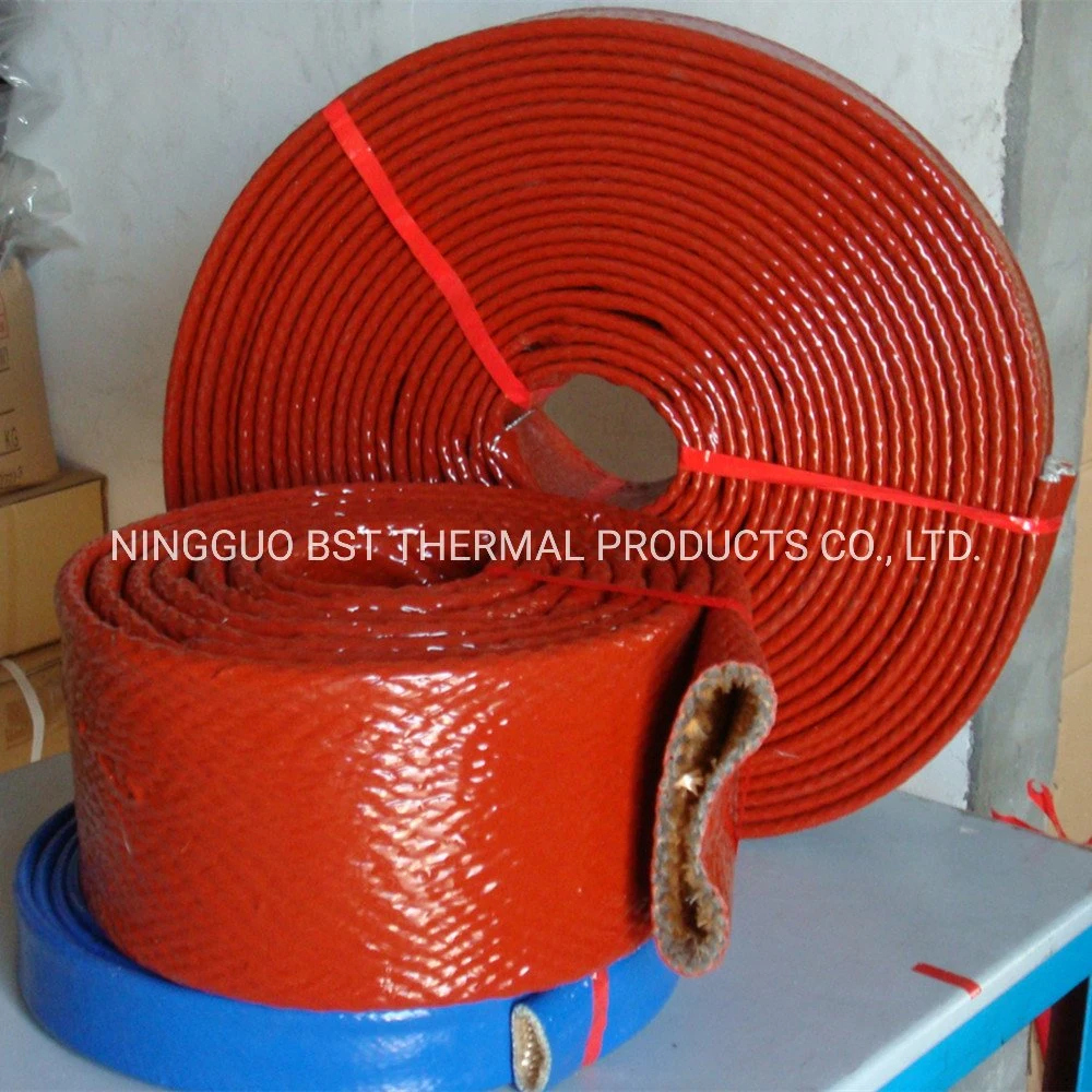 Pyrojacket Sleeve Fiberglass Coated in Red Silicone Silicone Rubber Coated Glass Fibre Firesleeve Hose Wrap