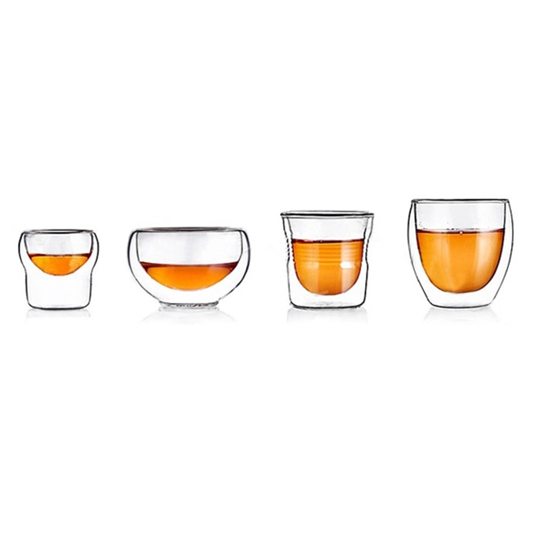 50 ml, 80 ml, double paroi en verre, verre transparent, Mini Shot fait main Ensemble de verres